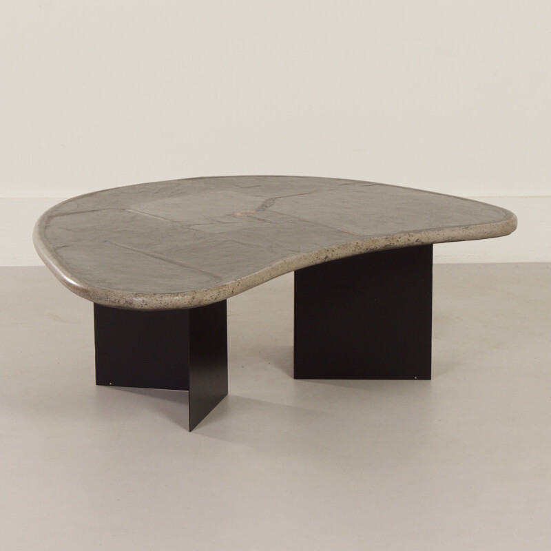 Vintage kidney-shaped natural stone coffee table by Paul Kingma, 1995