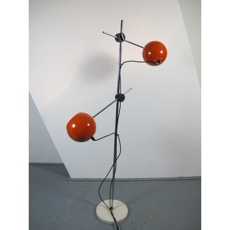 Lampadaire néerlandais orange en acier - 1970