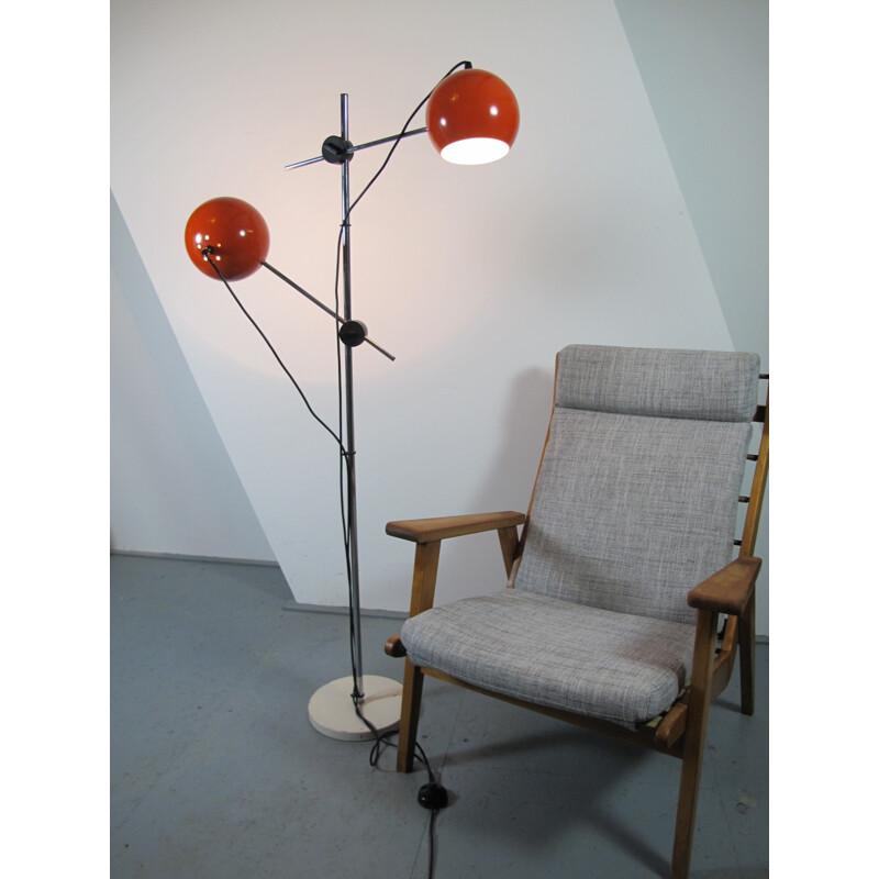 Lampadaire néerlandais orange en acier - 1970