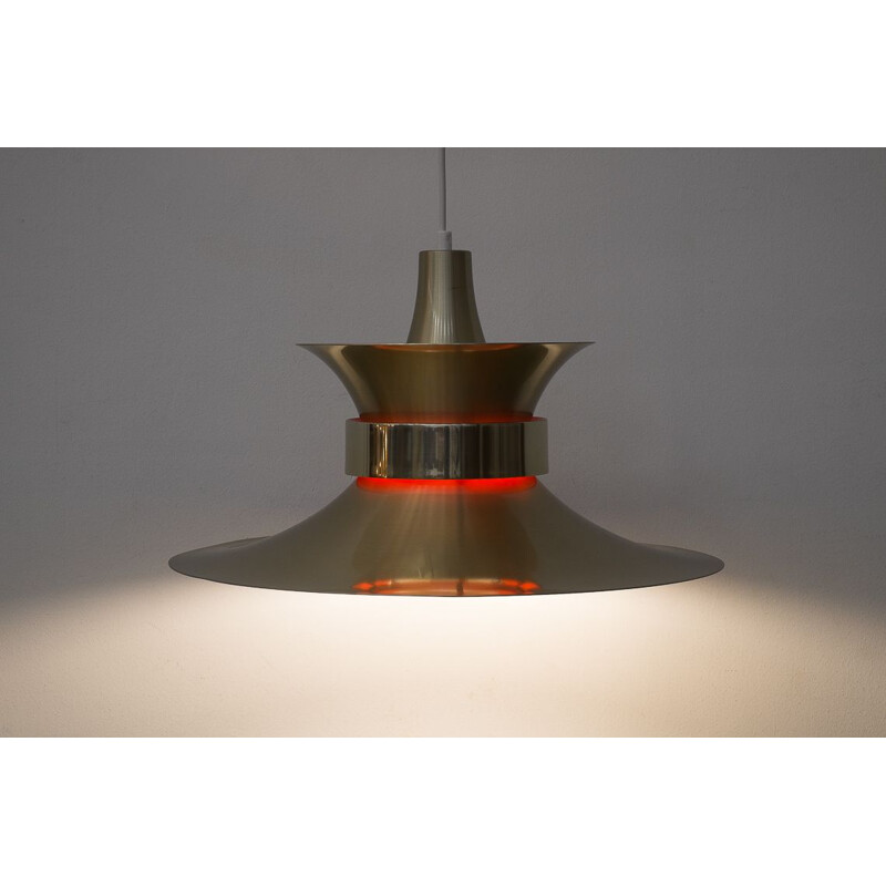 Vintage gold aluminium suspension by Bent Nordsted for Lyskær Belysning 1970s