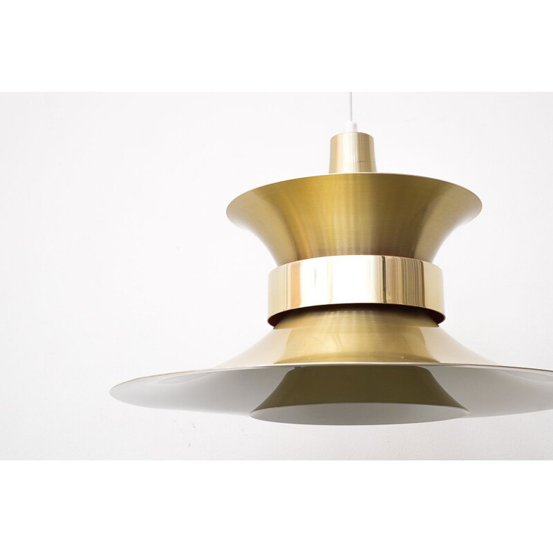 Vintage gold aluminium suspension by Bent Nordsted for Lyskær Belysning 1970s