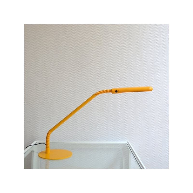 Yellow French Manade desk lamp in metal, Philippe MICHEL - 1980s