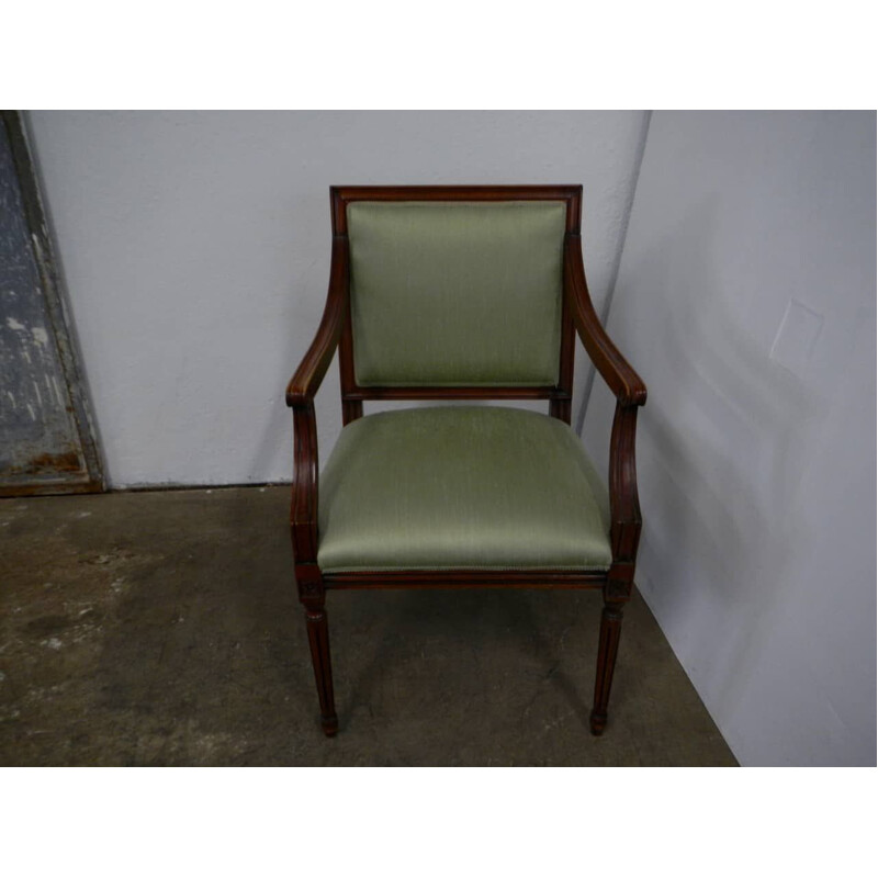 Vintage armchair in green and walnut