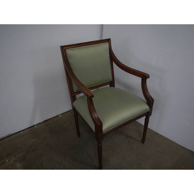 Vintage fauteuil in groen en walnoot