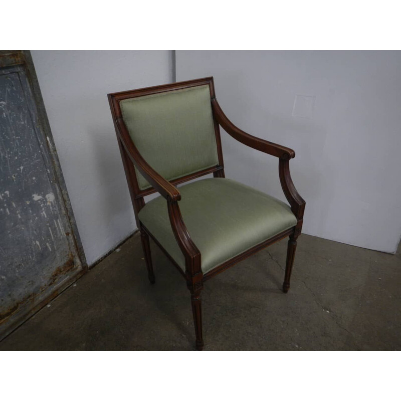 Vintage armchair in green and walnut