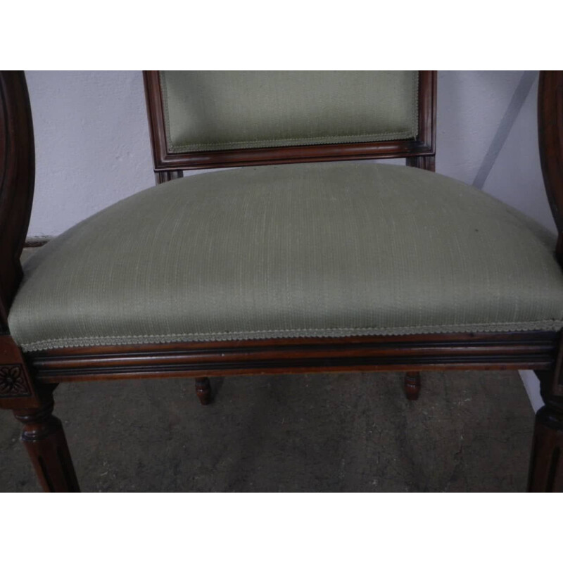 Vintage armchair in green and walnut