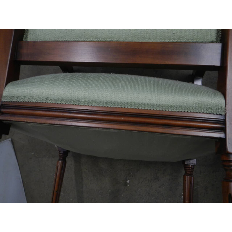 Vintage fauteuil in groen en walnoot