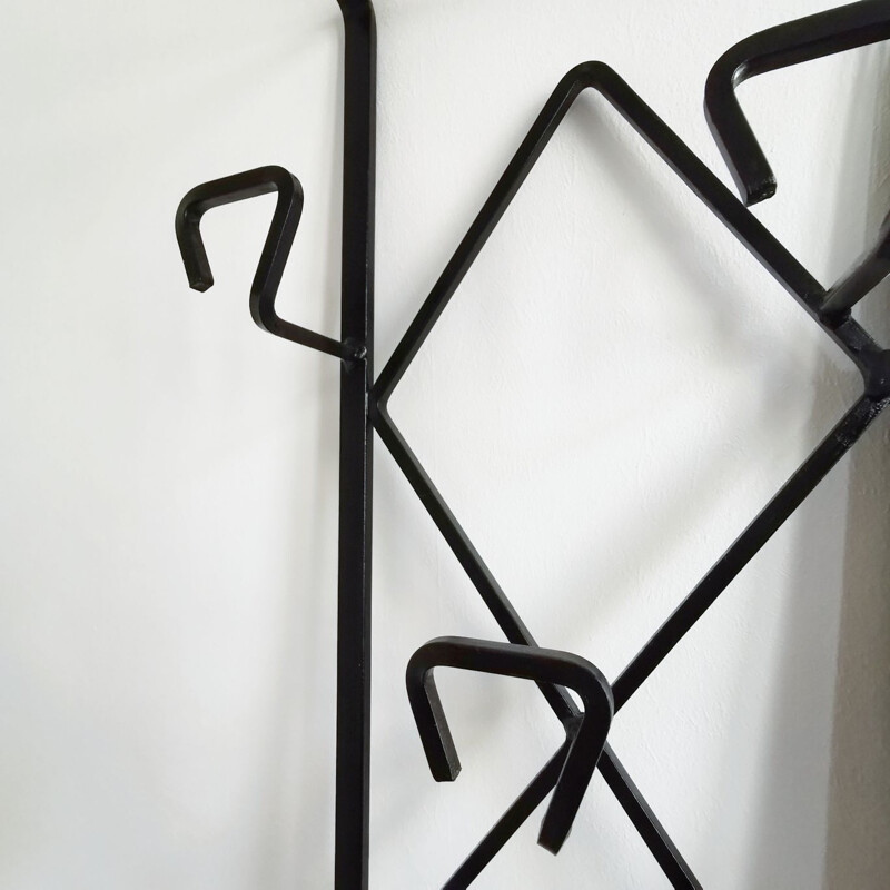 Vintage wrought iron coat rack, 1950