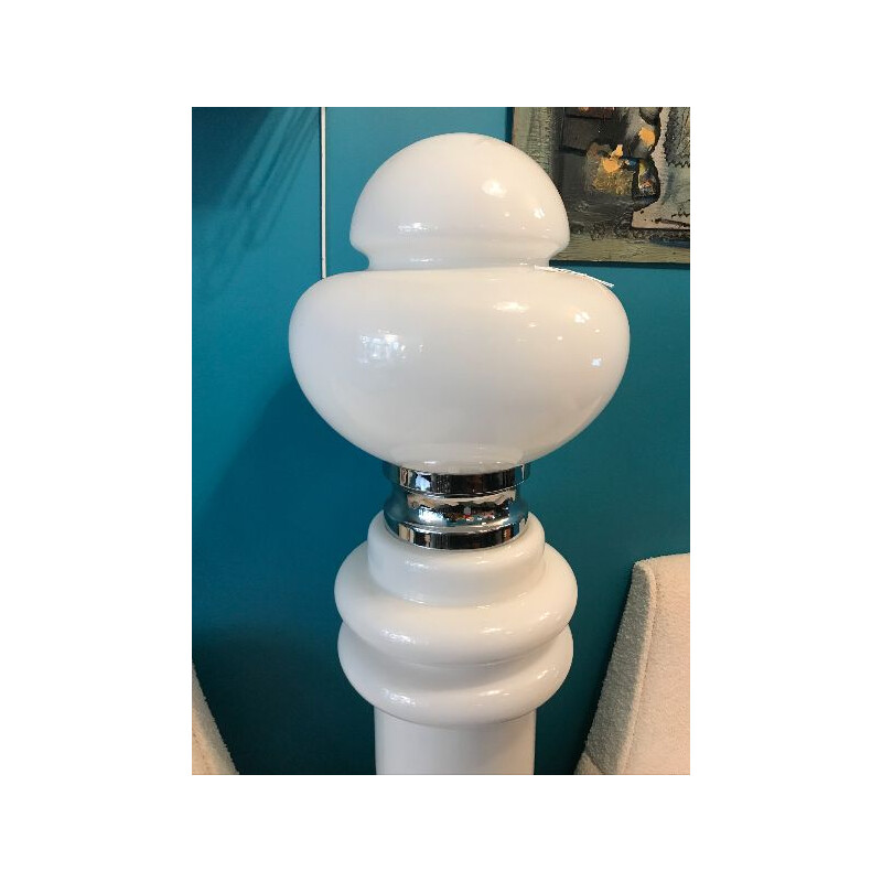 Vintage witte glazen vloerlamp van Carlo Nason voor Mazzega