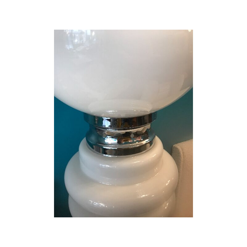 Vintage witte glazen vloerlamp van Carlo Nason voor Mazzega