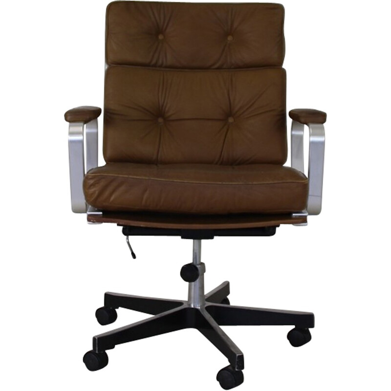 Joc "Mondo" office chair in brown leather, Jan EKSELIUS - 1970s