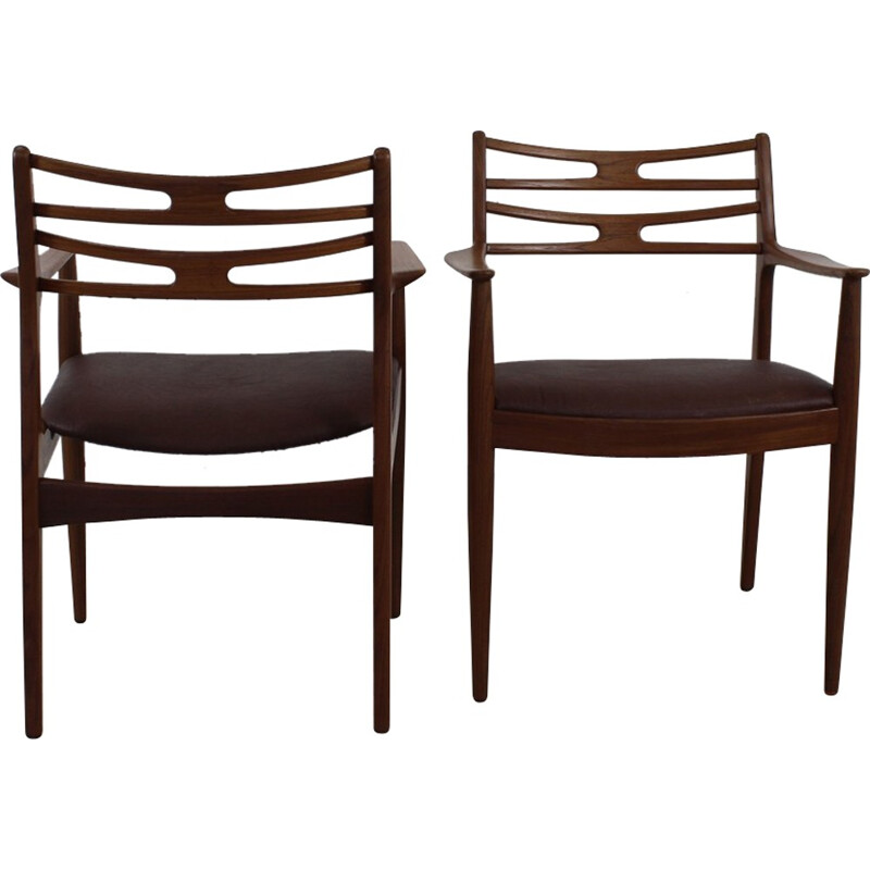 Pair of Vamo Sønderborg easy chairs in teak, Johannes ANDERSEN - 1960s