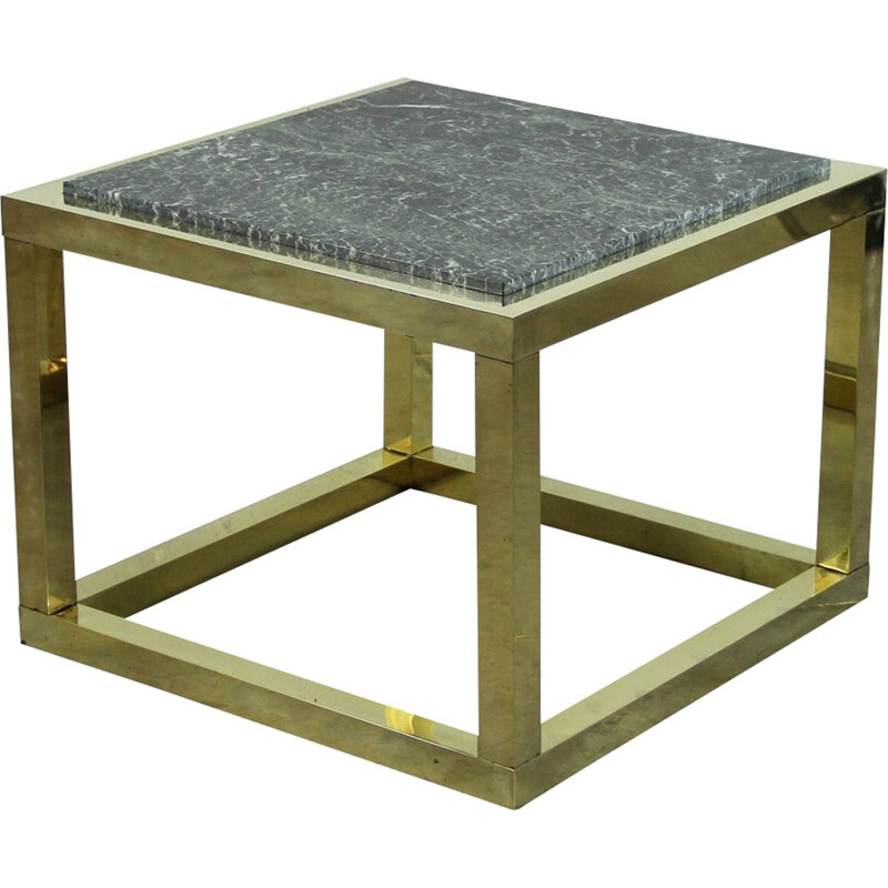 Coffee table in green marble and brass - 1970s