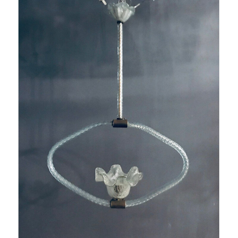 Vintage art deco Murano glass pendant lamp by Ercole Barovier, 1940