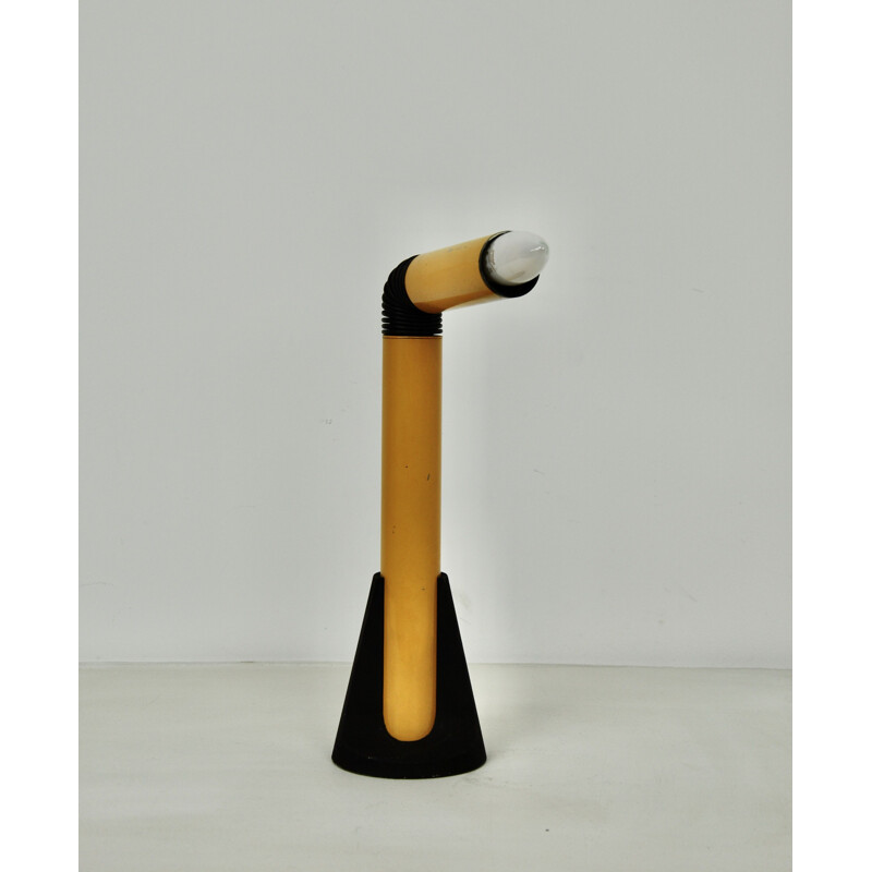 Vintage table lamp in yellow meta periscope by Danilo Aroldi for Stilnovo, 1960