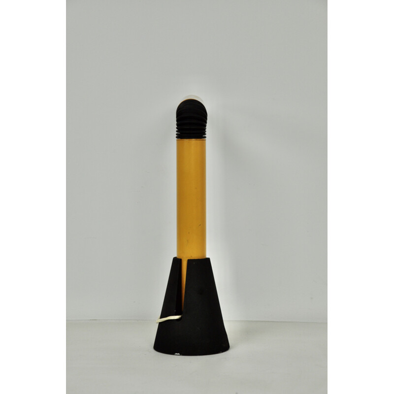 Vintage table lamp in yellow meta periscope by Danilo Aroldi for Stilnovo, 1960