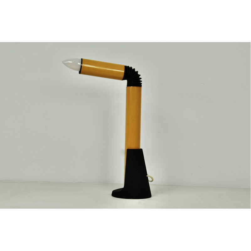 Vintage table lamp in yellow meta periscope by Danilo Aroldi for Stilnovo, 1960