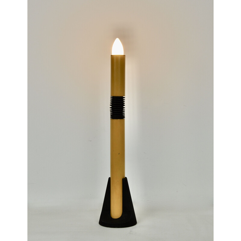 Vintage table lamp in yellow meta periscope by Danilo Aroldi for Stilnovo, 1960