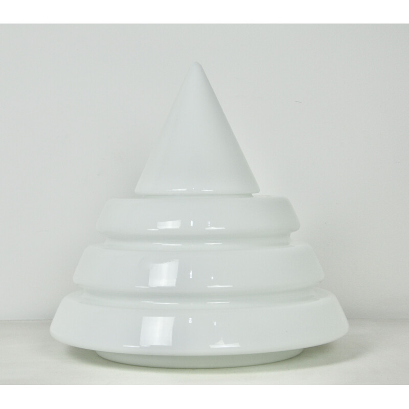Lampe vintage blanc en verre Opalin