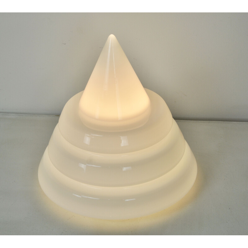 Lampe vintage blanc en verre Opalin