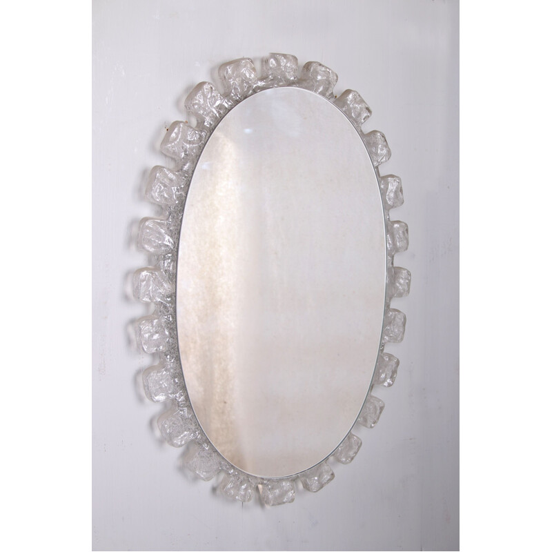Vintage large voval wall mirror from Hillebrand Germany 1960s