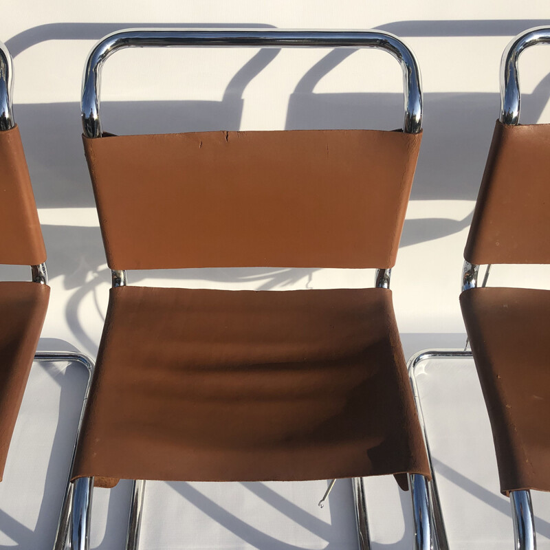 Par de sillas de comedor Ludwig Mies Van Der Rohe MR10 Vintage 1960s