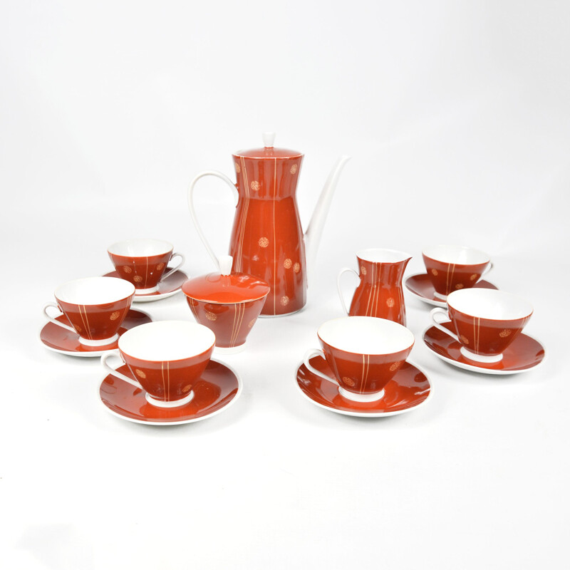 Vintage porcelain coffee set by HVM Hansa Germany 1950s