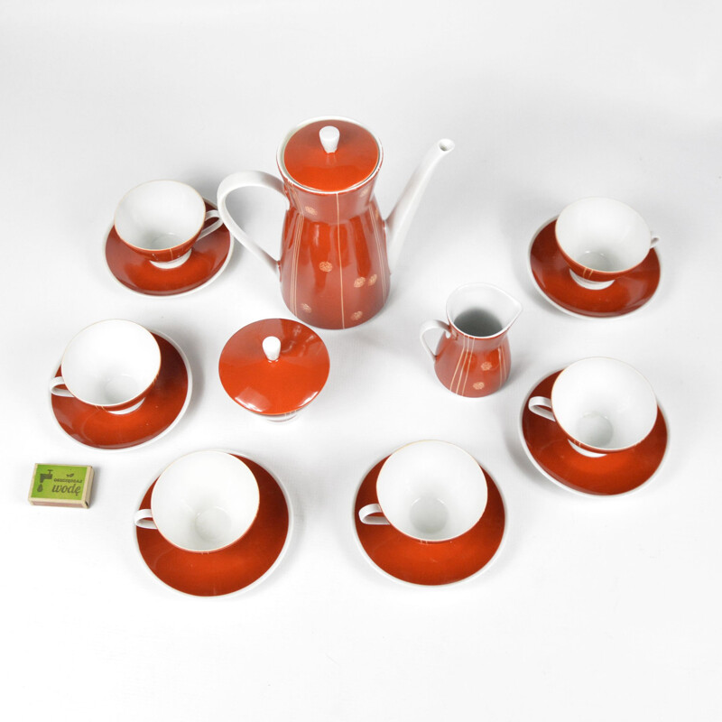 Vintage porcelain coffee set by HVM Hansa Germany 1950s