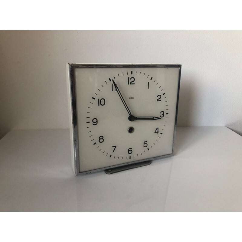 Vintage Art-Deco Square Wall Clock Czechoslovakia 