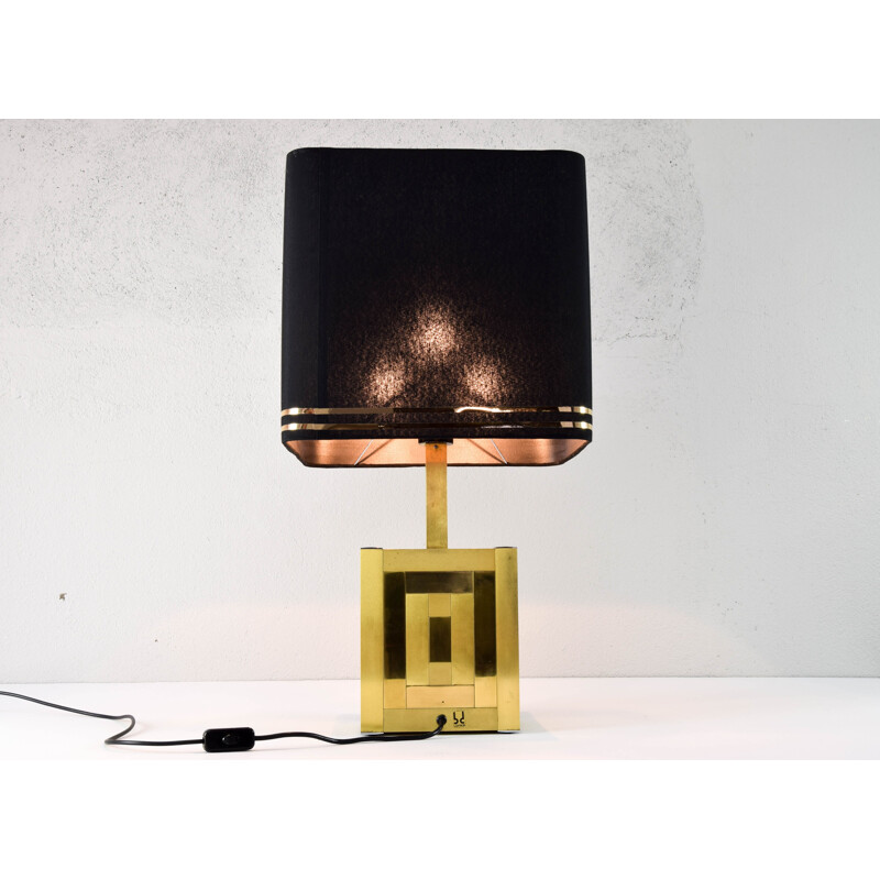 Lampe de table vintage Lumica en laiton cubique 1970