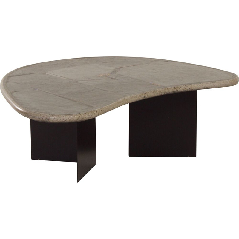 Vintage kidney-shaped natural stone coffee table by Paul Kingma, 1995