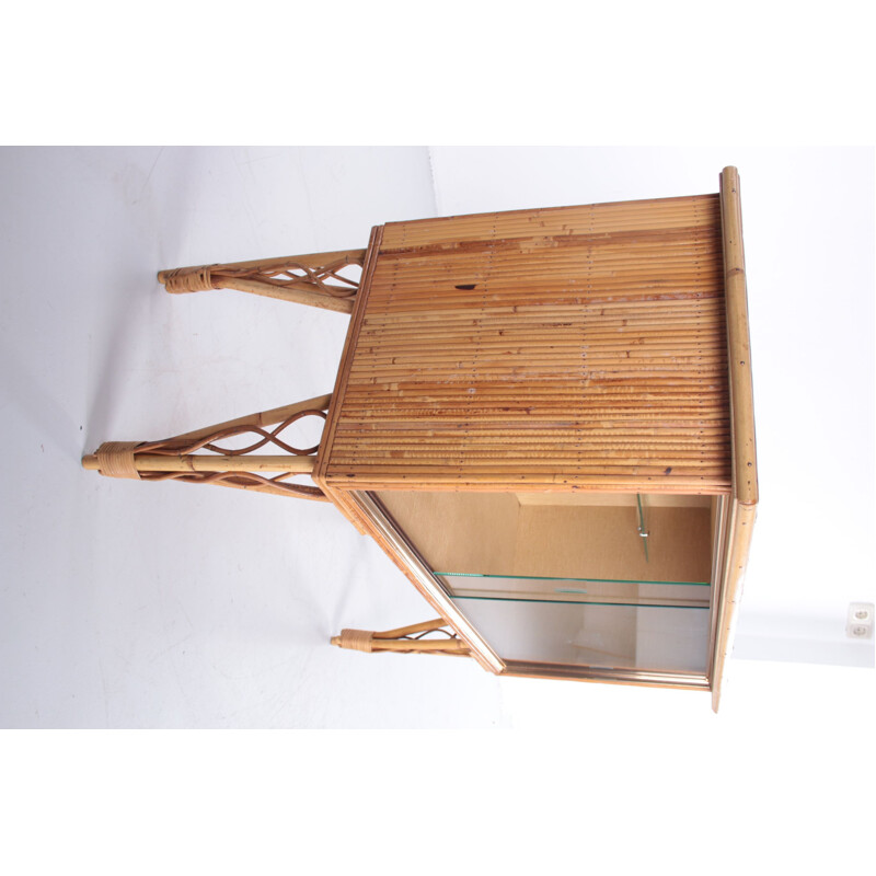 Vintage Barmöbel aus Bambus mit Glastüren