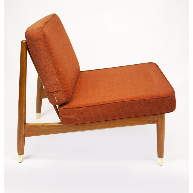 Vintage low beechwood armchair by Folke Ohlsson for Dux 1960
