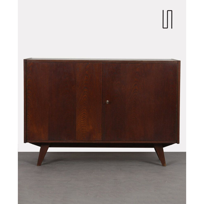 Vintage dark oak chest of drawers model U-450 by Jiri Jiroutek 1960s