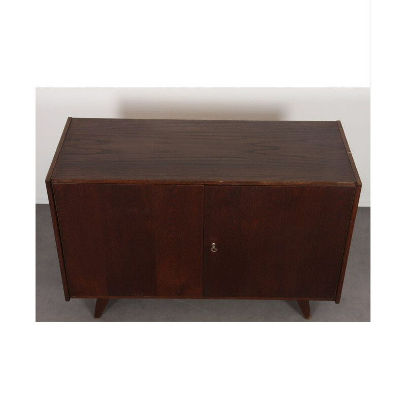 Vintage dark oak chest of drawers model U-450 by Jiri Jiroutek 1960s