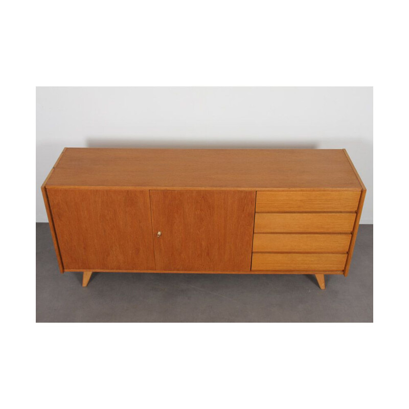 Vintage oak sideboard model U-460 by Jiri Jiroutek 1960s