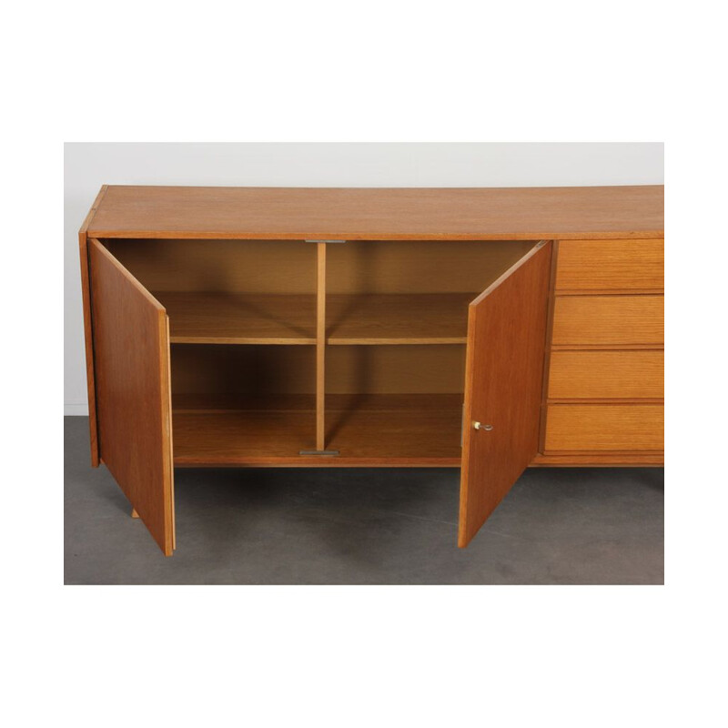 Vintage oak sideboard model U-460 by Jiri Jiroutek 1960s