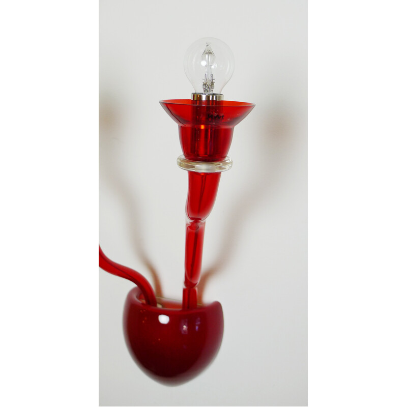 Vintage wall lamp in red Murano glass by Örni Halloween for Artemide, Italy1990