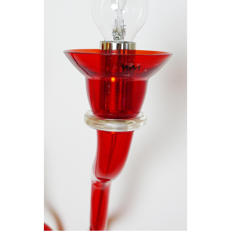 Vintage wandlamp in rood Murano glas van Örni Halloween voor Artemide, Italië1990