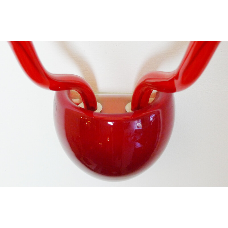 Vintage wall lamp in red Murano glass by Örni Halloween for Artemide, Italy1990