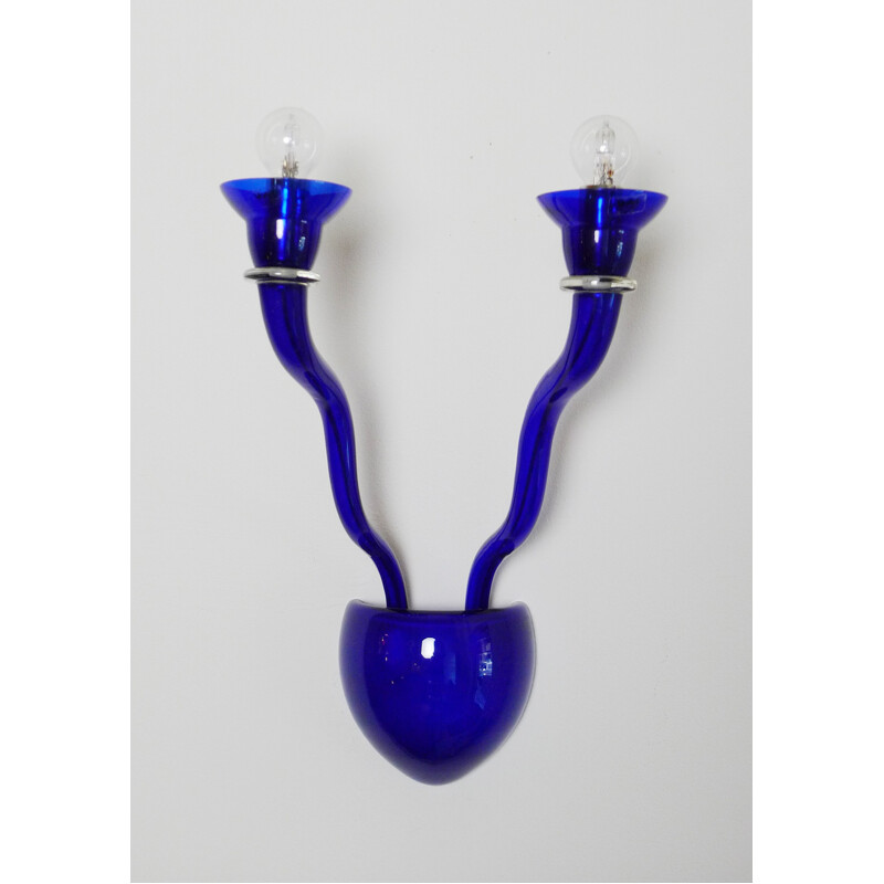 Applique vintage en verre de Murano bleu par Örni Halloween pour Artemide, Italie 1990