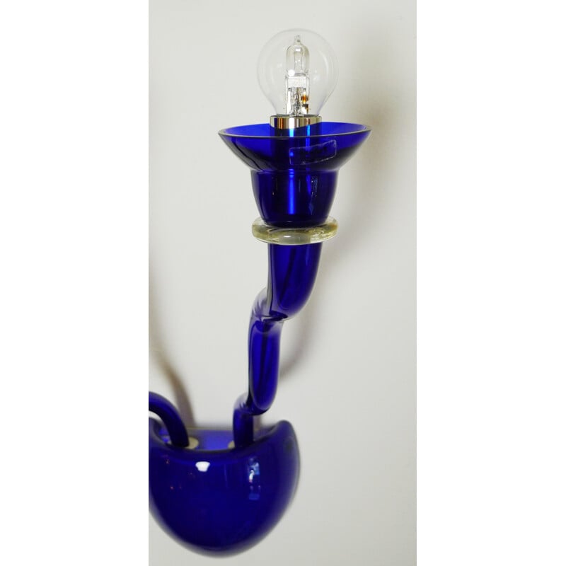 Vintage blauwe Murano glazen wandlamp van Örni Halloween voor Artemide, Italië 1990