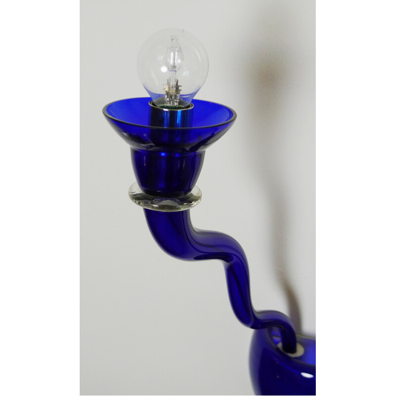 Vintage blue Murano glass wall lamp by Örni Halloween for Artemide, Italy 1990