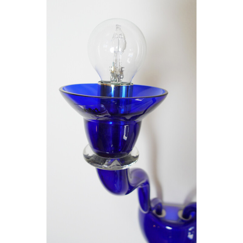 Vintage blue Murano glass wall lamp by Örni Halloween for Artemide, Italy 1990