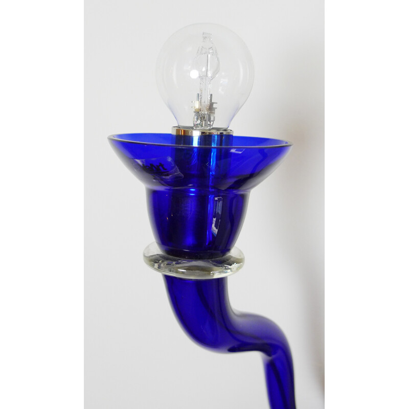 Vintage blue Murano glass wall lamp by Örni Halloween for Artemide, Italy 1990