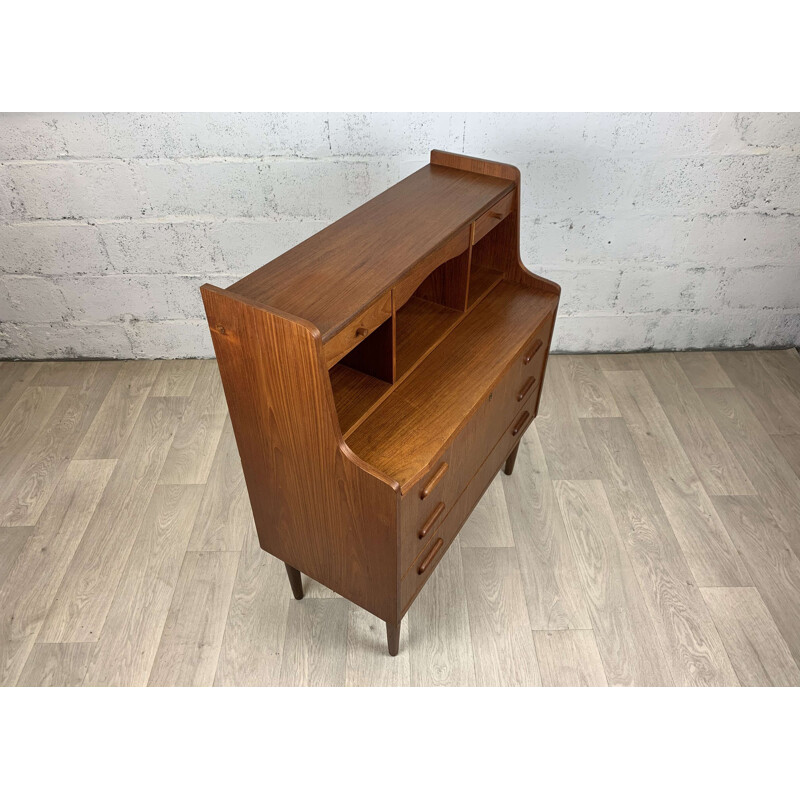 Bureau secrétaire scandinave vintage en teck  1960