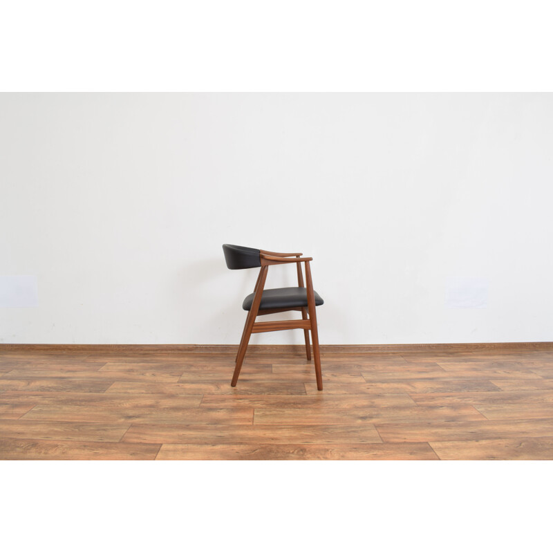 Vintage teak and leather armchair by Th. Harlev for Farstrup Møbler 1950s