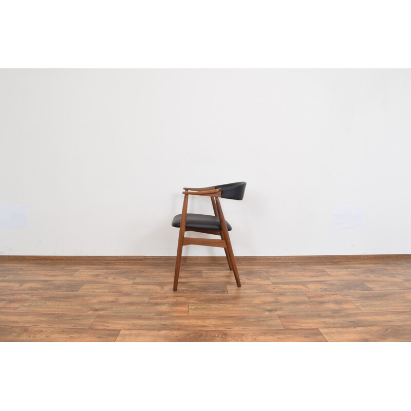 Vintage teak and leather armchair by Th. Harlev for Farstrup Møbler 1950s