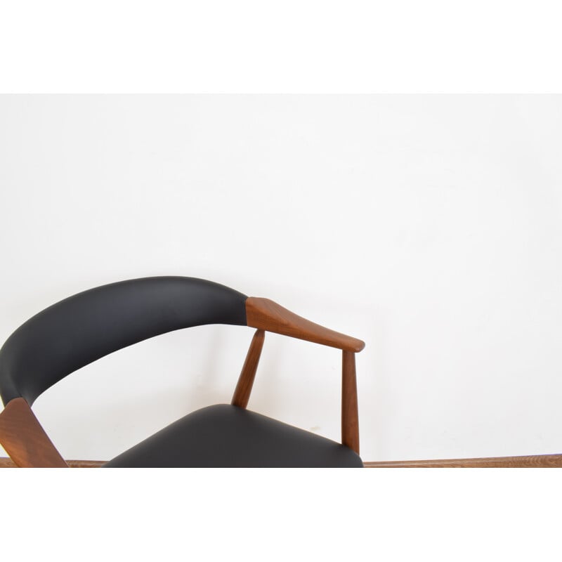 Vintage teak and leather armchair by Th. Harlev for Farstrup Møbler 1950s