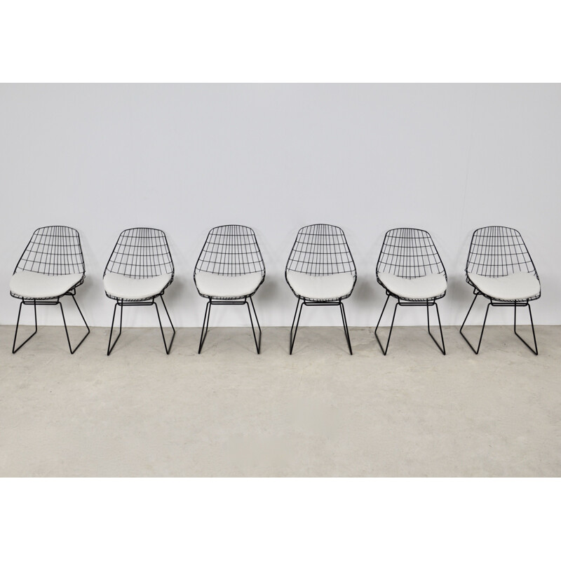 Ensemble de 6 chaises vintage Wire SM05 de Cees Braakman et Adriaan Dekker pour Pastoe 1958